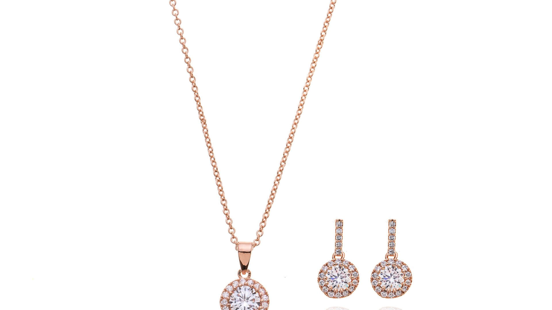 Brautschmuckset mit Halskette und Ohrringe DZ0139RG Rose Gold