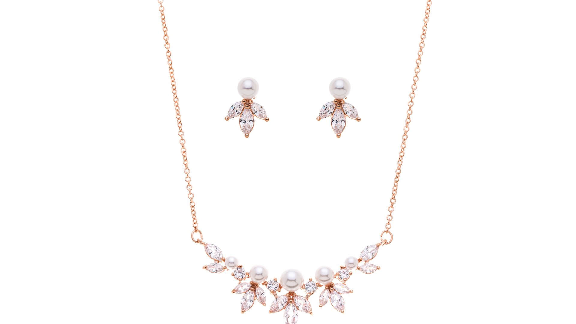 Brautschmuckset mit Halskette und Ohrringe DZ0509RG Rose Gold