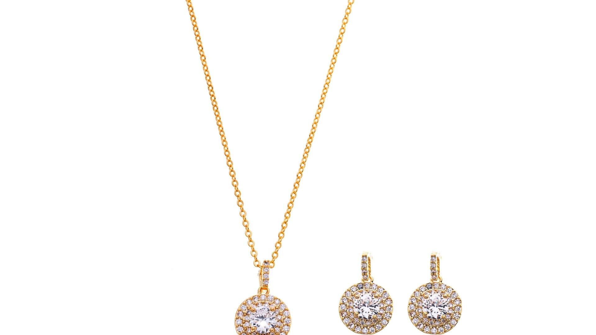 Brautschmuckset mit Halskette und Ohrringe DZ0563G
