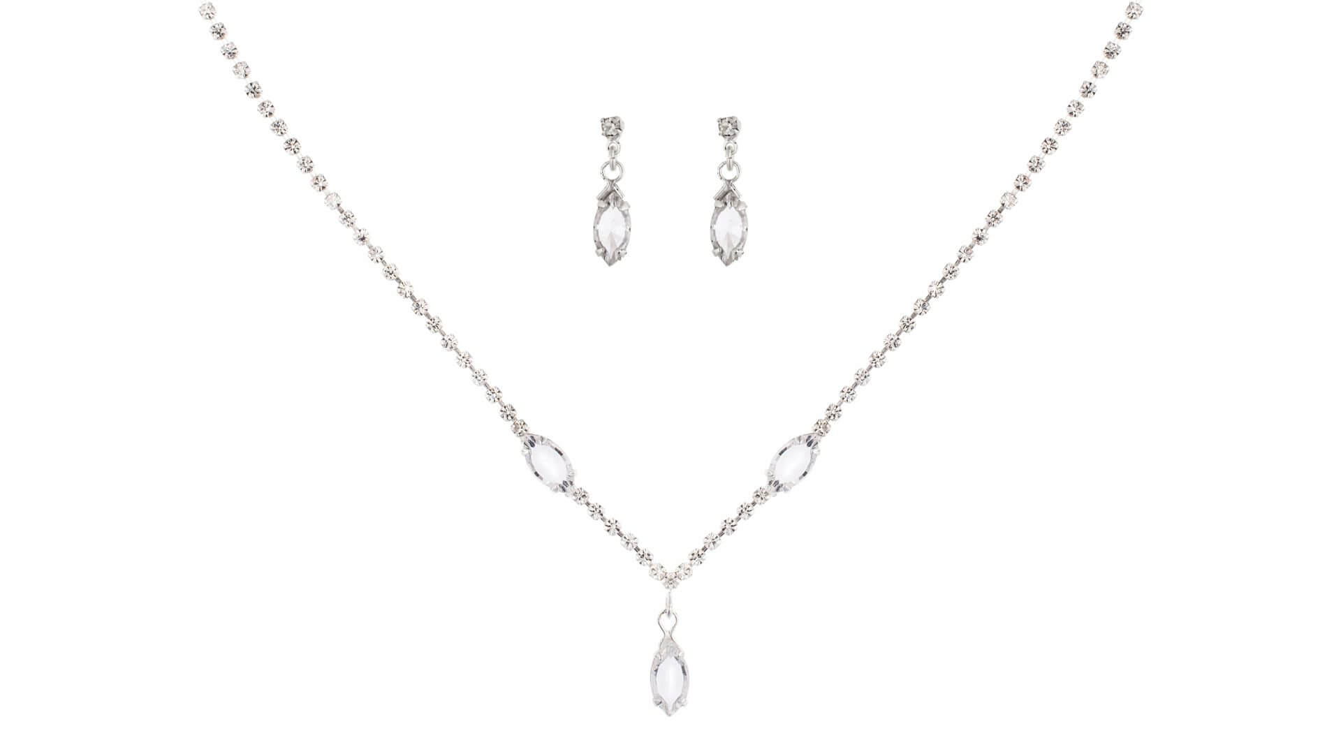 Brautschmuckset mit Halskette und Ohrringe NE2664