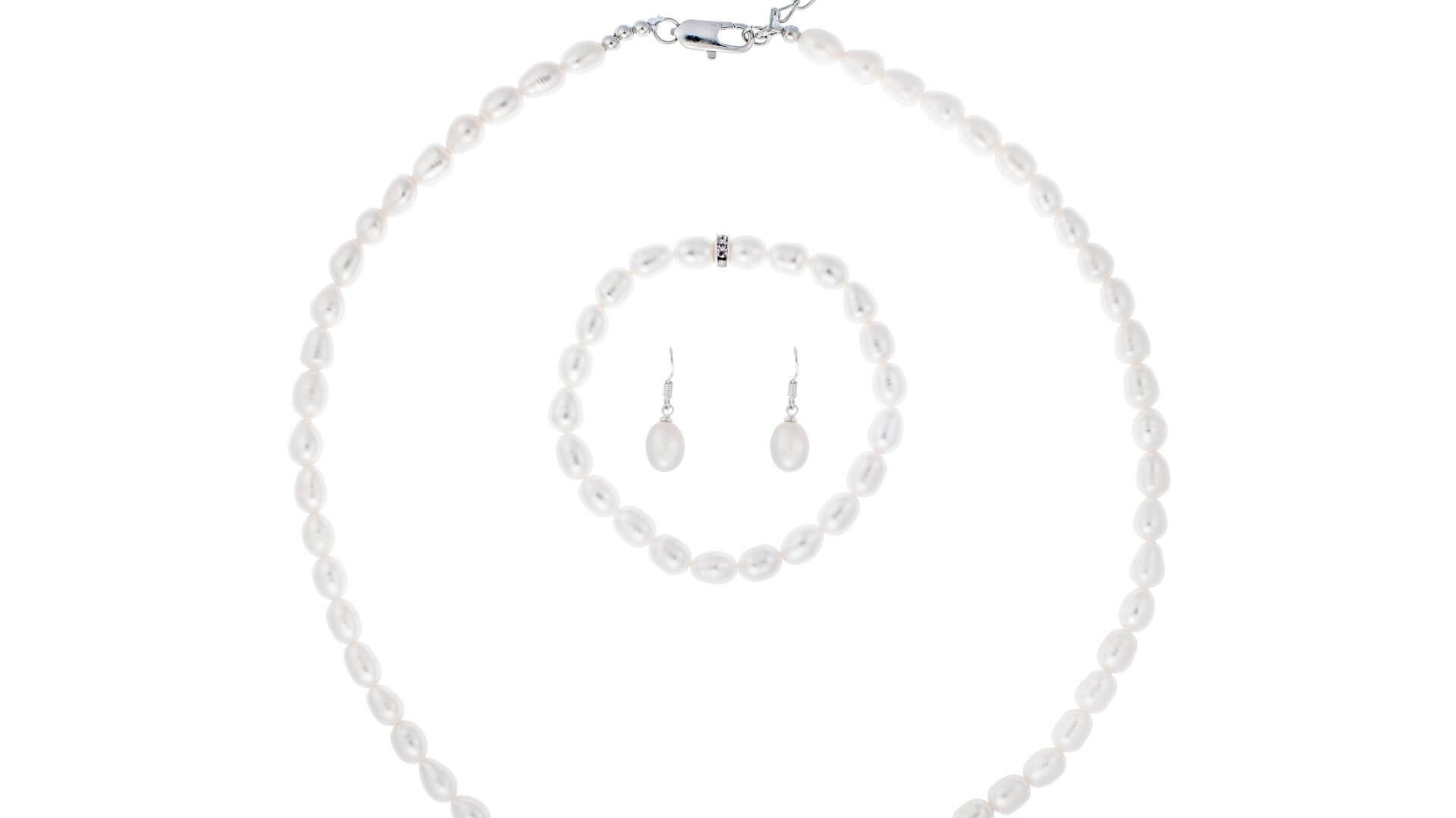 Brautschmuckset mit Halskette, Ohrringe und Armband PNO3